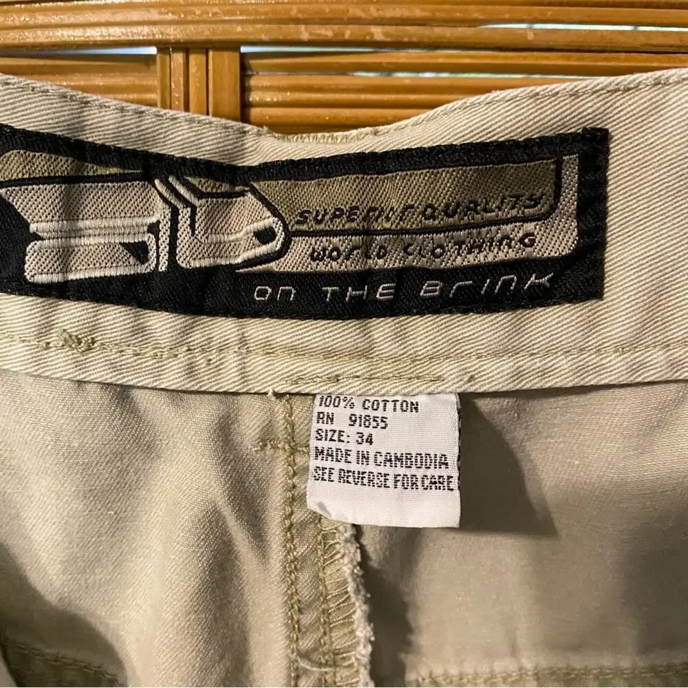 On the brink Men's Tan skater Shorts vintage y2k Tan 34 100% cotton carpenter